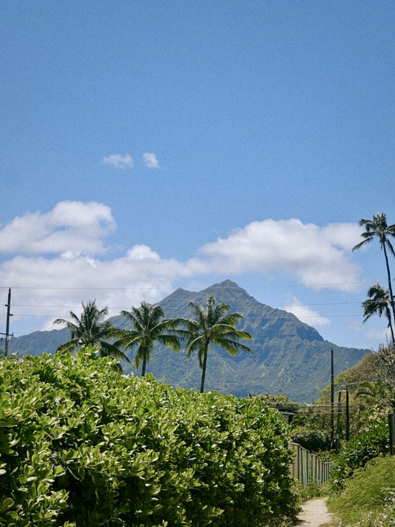 View of mountains on Oahu in Kailua
